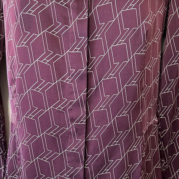 rag & bone Silk Burgundy Long Sleeve Dress with Geometric Pattern size 4 - Picture 3 of 14